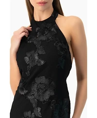 Ivonne Women's Halter Floral Lace Mermaid Gown