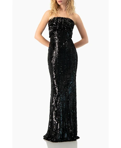 Ivonne Women's Strapless Sequin Column Gown