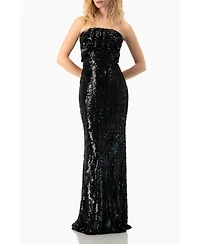 Ivonne Women's Strapless Sequin Column Gown