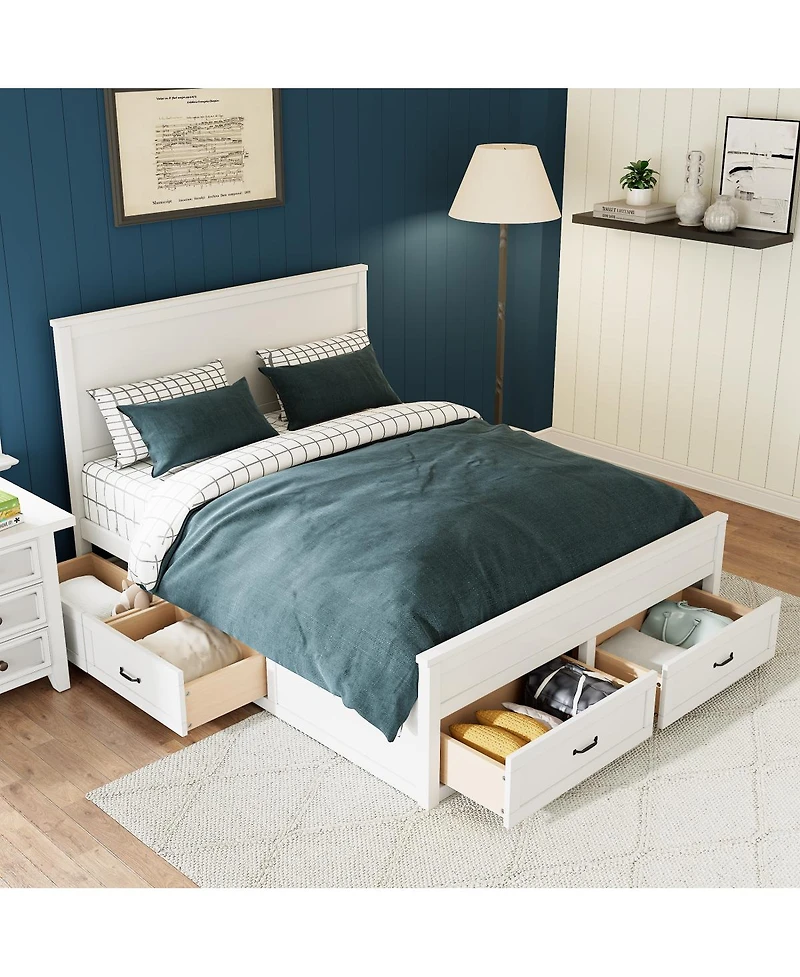 Streamdale Furniture Wood Storage Bed with 6 Drawers