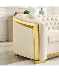Streamdale Furniture Mid-Century Velvet Couch Set: 3-Seater and Loveseat