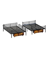 Streamdale Furniture Metal Split Bunk Bed w/ Usb, Storage, Guardrail, Ladder
