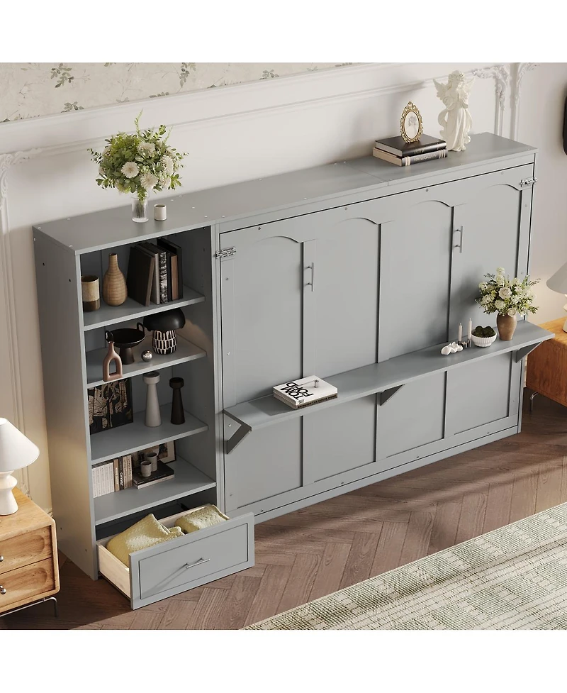 Streamdale Furniture Murphy Bed w/Storage, Shelf, Drawer