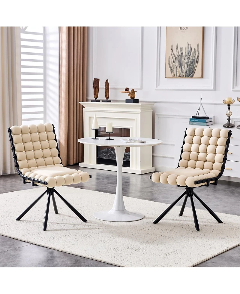 Streamdale Furniture Set of 2 Puffy Bubble Chairs with Legs, Modern Tufted Accent Chairs