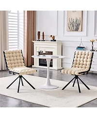Streamdale Furniture Set of 2 Puffy Bubble Chairs with Legs, Modern Tufted Accent Chairs