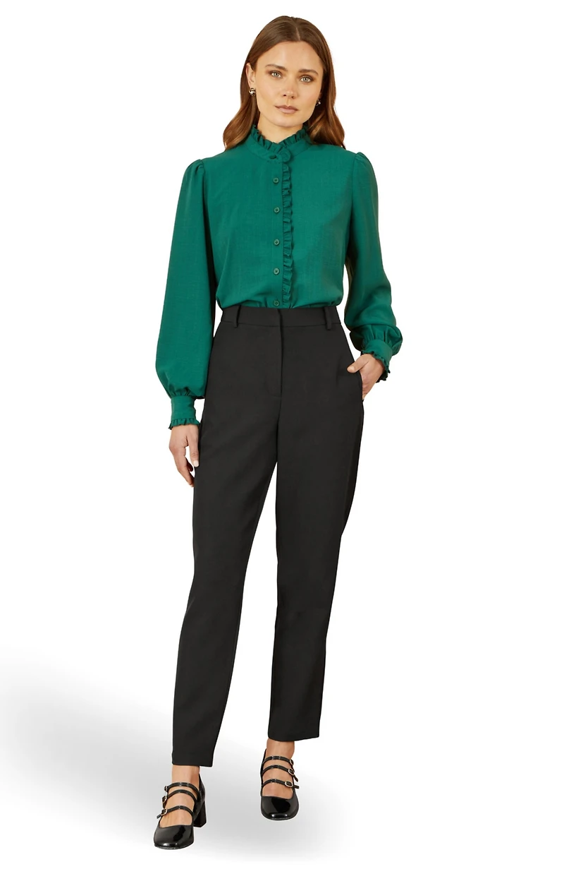 Yumi Women's Frill High Neck Shirt
