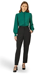 Yumi Women's Frill High Neck Shirt