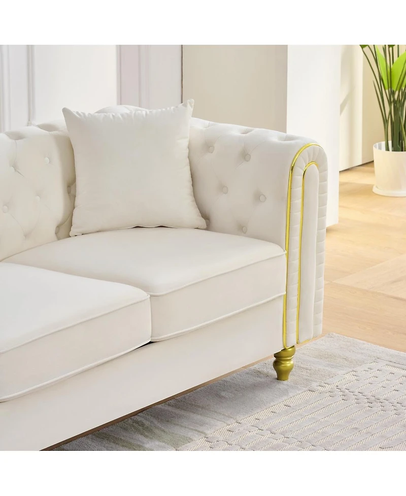 Streamdale Furniture 3+3 Velvet Chesterfield Sofa