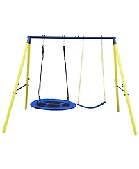 Streamdale Furniture Boys Indoor/Outdoor Metal Swing Set with Safety Belt for Backyard