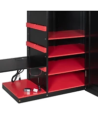 Streamdale Furniture Wood Loft Bed with Desk, Multi-storage Shelves, Usb and Rgb Light