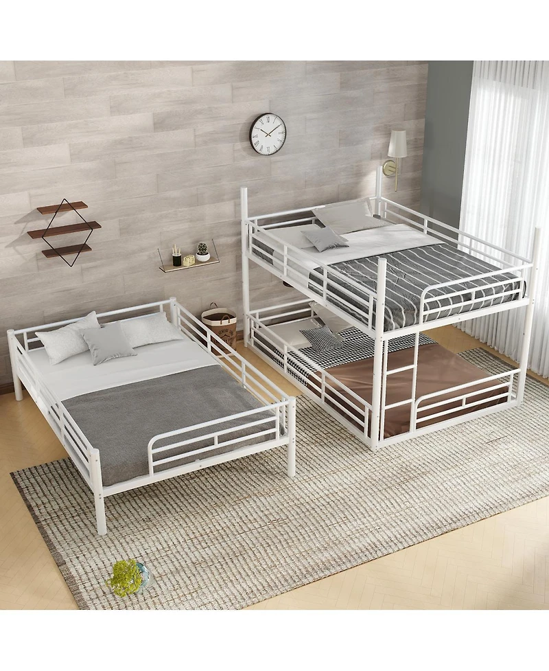 Streamdale Furniture Metal Triple Bunk Bed with Guardrails