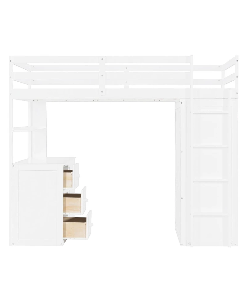Streamdale Furniture Twin size Loft Bed with Drawers, Desk, and Wardrobe
