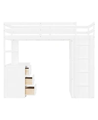 Streamdale Furniture Twin size Loft Bed with Drawers, Desk, and Wardrobe