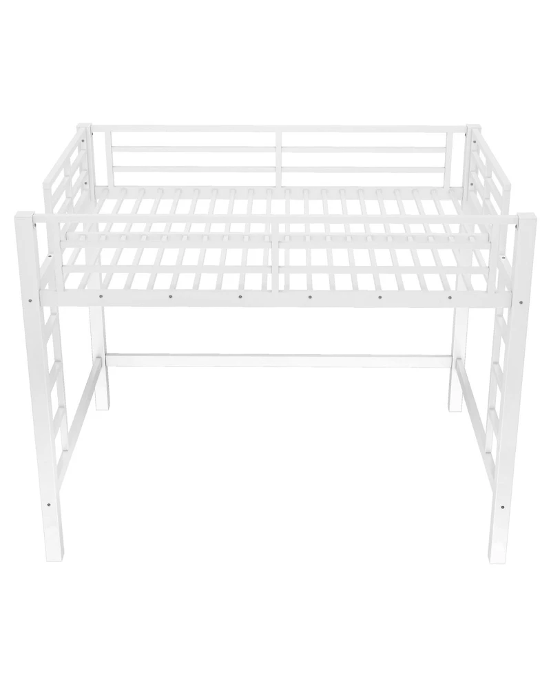 Streamdale Furniture Metal Loft Bed with Ladder and Guardrails