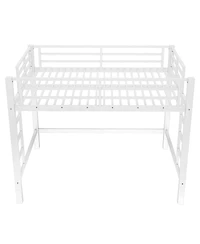 Streamdale Furniture Metal Loft Bed with Ladder and Guardrails