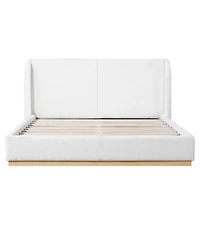 Streamdale Furniture Modern Boucle Winged Bed Frame with Enclosed Wood Base