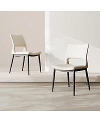 Streamdale Furniture Minimalist Pu Dining Chairs Set of 2