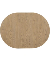 Boyel Living Farmhouse Round Extendable Dining Table with 16" Leaf Wood Kitchen Table