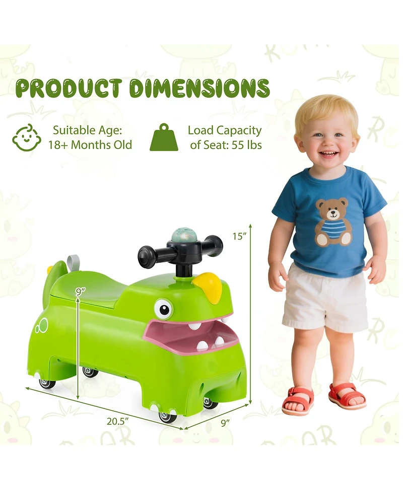 Slickblue Toddler Walking Ride-On Car Toy with Lights and Music