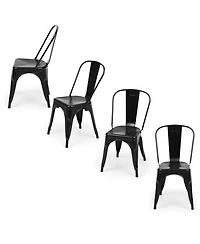 Yiortwo Metal Dining Chairs Set of 4, Stackable Industrial Kitchen