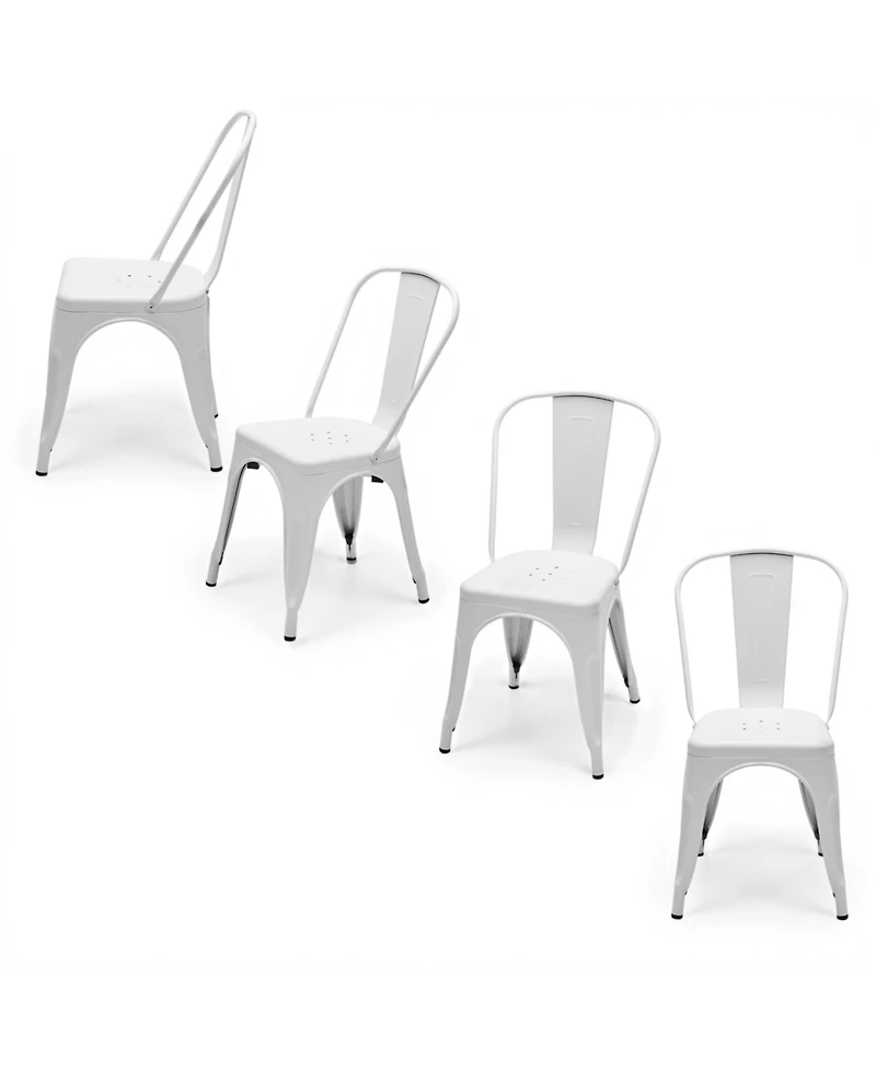 Yiortwo Metal Dining Chairs Set of 4, Stackable Industrial Kitchen Chairs