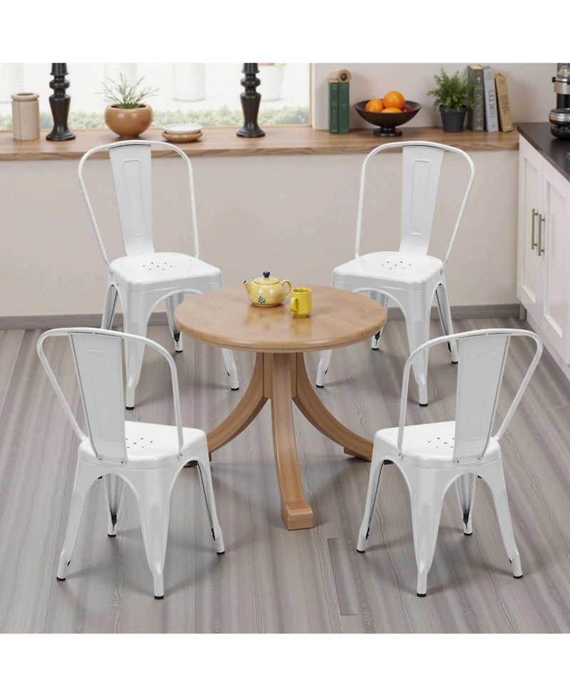 Yiortwo Metal Dining Chairs Set of 4, Stackable Industrial Kitchen Chairs