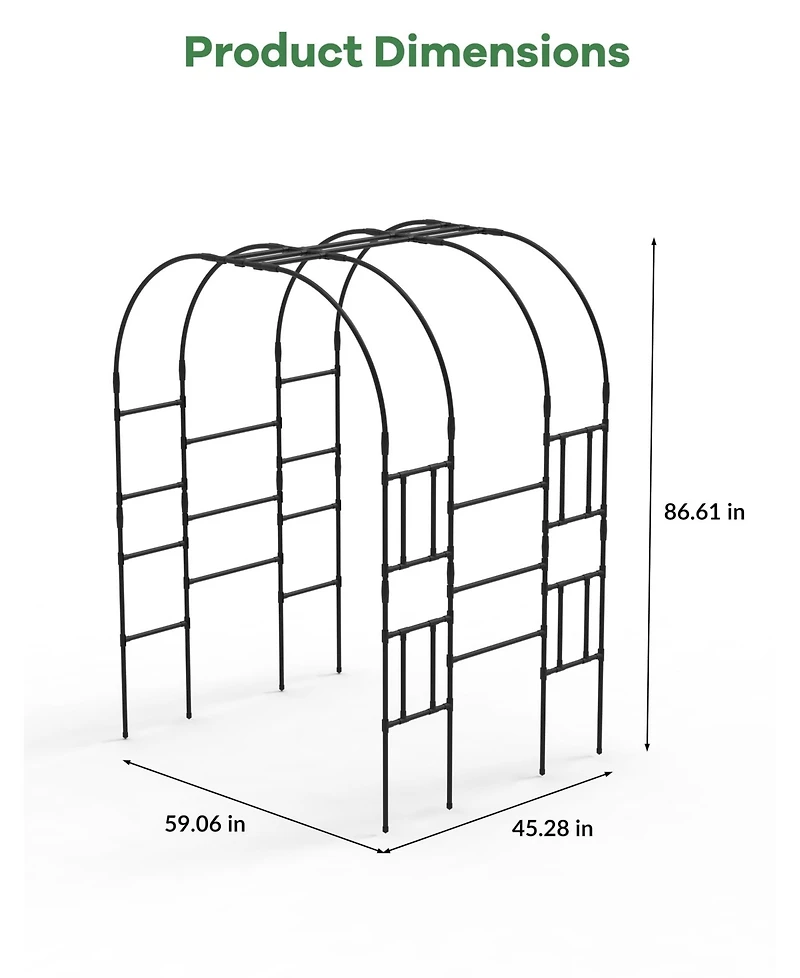 homfan Elegant Metal Garden Arch Trellis for Climbing Plants