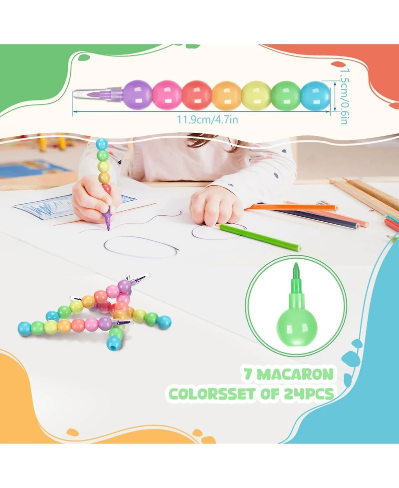 Gnuadz Stacking Crayons Rainbow Party Favor Diy Painting Gift Pack of 24