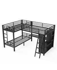 Streamdale Furniture Triple Bunk Bed with Desk and Wardrobe