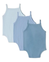 MeMoi Baby 3 Pack Mini-Ribbed Stretch Modal Solid-Color Bodysuits