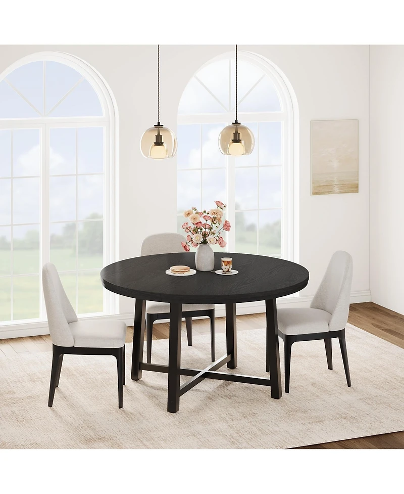homfan Round Dining Table for 4 to 6 with Metal Frame, Space-Saving Kitchen and Room