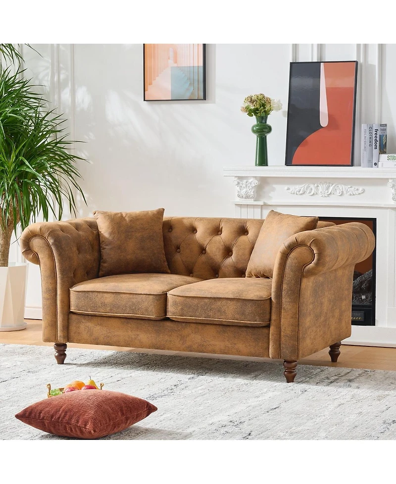 Streamdale Furniture 63inch Chesterfield Tech Fabric Sofa