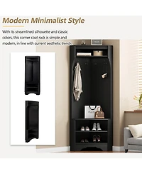 Streamdale Furniture Minimalist Corner Hall Tree with Shoe Bench and Coat Rack