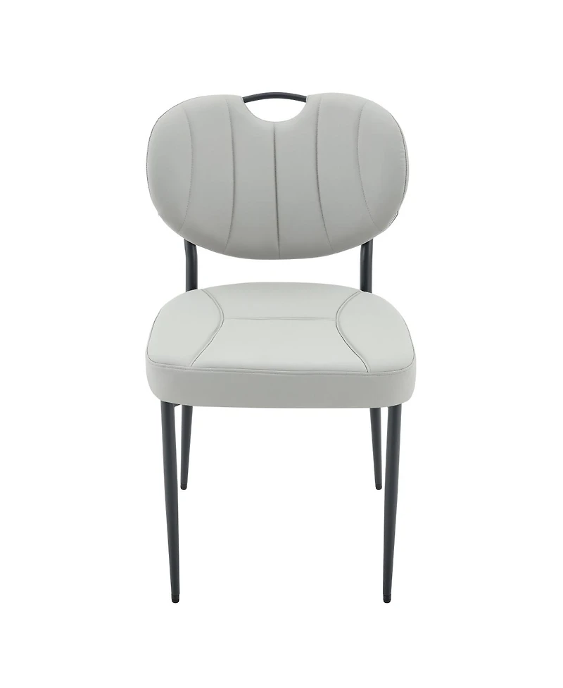 Streamdale Furniture 2 Leather Dining Chairs with Metal Legs
