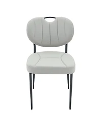 Streamdale Furniture 2 Leather Dining Chairs with Metal Legs