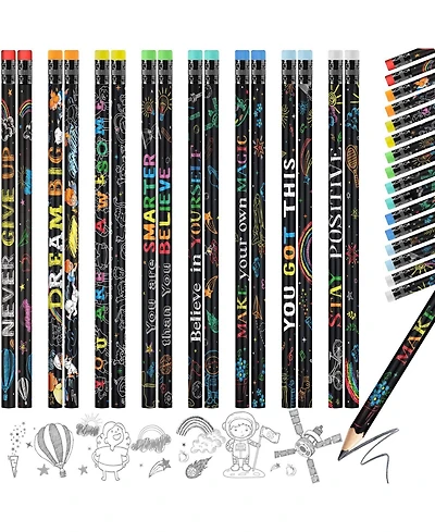 Gnuadz Inspirational Pencils Motivational Eraser Wood Students Classroom