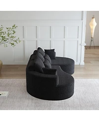 Streamdale Furniture Modern Oversized Chenille Sectional Sofa, 105-Inch Curved Cloud Couch with 7 Pillows