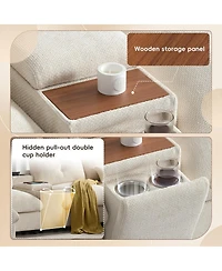 Streamdale Furniture 136" Modular Sectional Sofa with Console, Cup Holder & Usb Charger