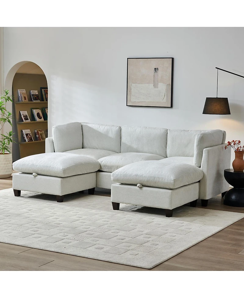 Streamdale Furniture Chenille U-Shape Sectional Sofa with Storage