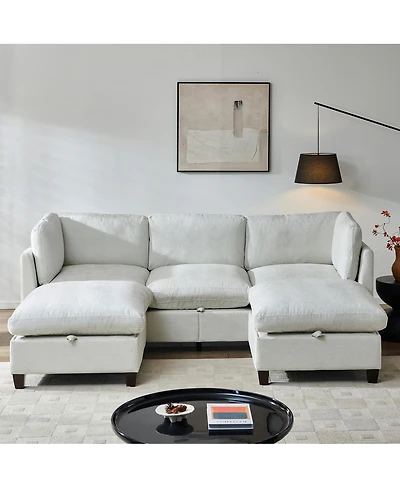 Streamdale Furniture Chenille U-Shape Sectional Sofa with Storage