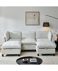 Streamdale Furniture Chenille U-Shape Sectional Sofa with Storage