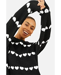 Yumi Women's Heart Stripes Jumper