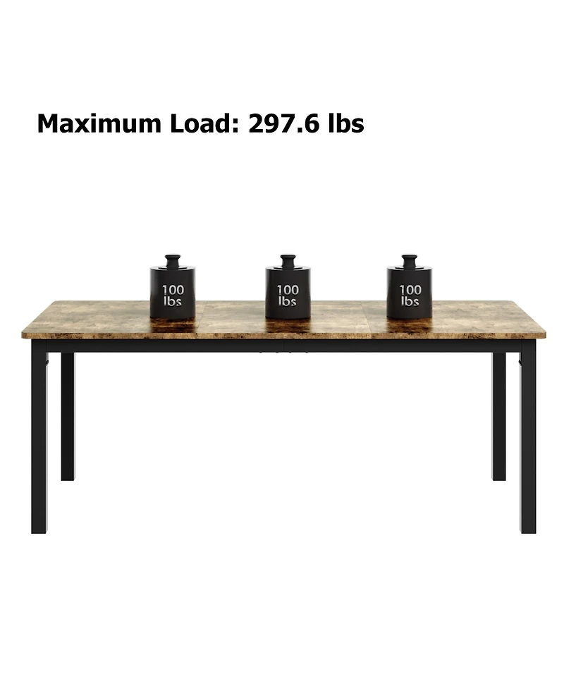 homfan Industrial Dining Table for 6 to 8, Rectangular Kitchen with Metal Legs