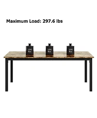 homfan Industrial Dining Table for 6 to 8, Rectangular Kitchen with Metal Legs