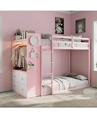 Streamdale Furniture Bunk Bed with 4 Drawers, Rail, Light, Shelves
