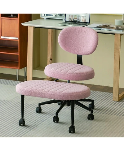 Streamdale Furniture Ergonomic Cross-Legged Swivel Desk Chair with Back Support