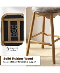 Sugift Swivel Counter Height Bar Stools Set of Two with Wood Legs