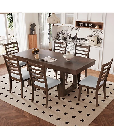 Streamdale Furniture 7 Piece Farmhouse Extendable Dining Set