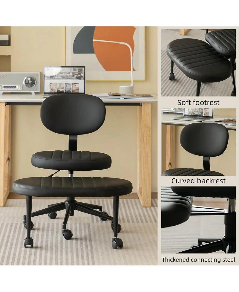 Streamdale Furniture Ergonomic Cross-Legged Swivel Desk Chair with Back Support