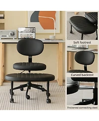 Streamdale Furniture Ergonomic Cross-Legged Swivel Desk Chair with Back Support